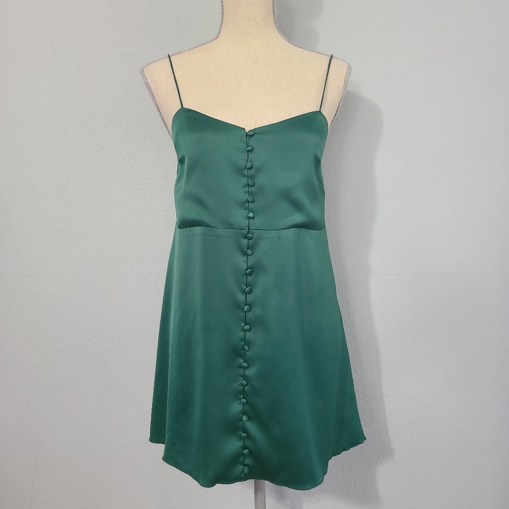 Urban Outfitters Satin Green Spaghetti‎ Strap Slip Dress Size Small